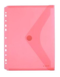 SOBRE PLASTICO A4+ 24X31 CM  MULTITALADRO CIERRE VELCRO HFP ROJO 35346