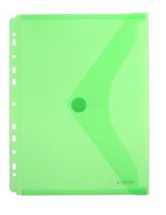 SOBRE PLASTICO A4+ 24X31 CM MULTITALADRO CIERRE VELCRO HFP VERDE 35336
