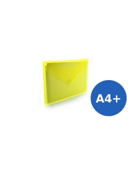 SOBRES PLASTICO A4+ ( 24X33,5 CM) C/ CIERRE VELCRO  AMARILLO HFP 90153