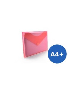 SOBRES PLASTICO A4+ ( 24X33,5 CM) C/ CIERRE VELCRO ROJO HFP 90146 (10)