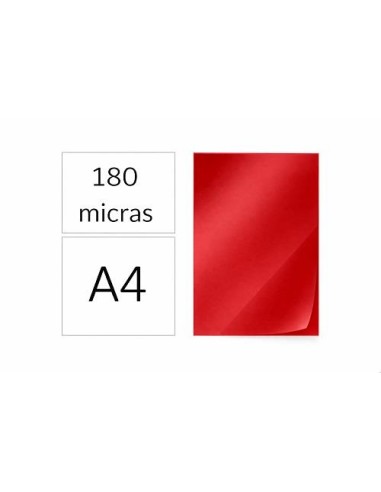 TAPAS PLASTICAS A4 PVC 180 MICRAS TRANSPARENTE ROJO C/100 UNIDAD 22012