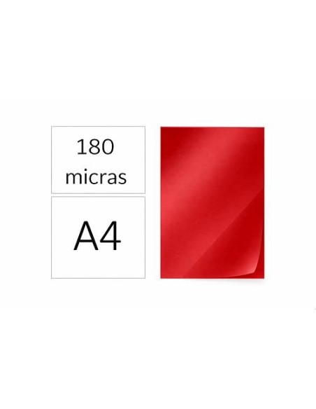 TAPAS PLASTICAS A4 PVC 180 MICRAS TRANSPARENTE ROJO C/100 UNIDAD 22012
