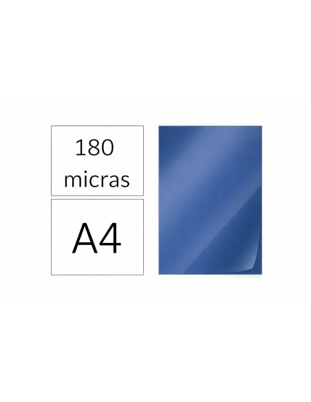 TAPAS PLASTICAS A4 PVC 180 MICRAS TRANSPARENTE AZUL C/100 UNIDAD 22011