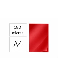 TAPAS PLASTICAS A4 PVC 180 MICRAS TRANSPARENTE ROJO C/100 DHP 22012