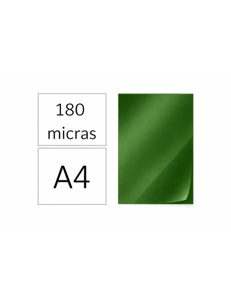 TAPAS PLASTICAS A4 PVC 180 MICRAS TRANSPARENTE VERDE C/100 DHP 22013