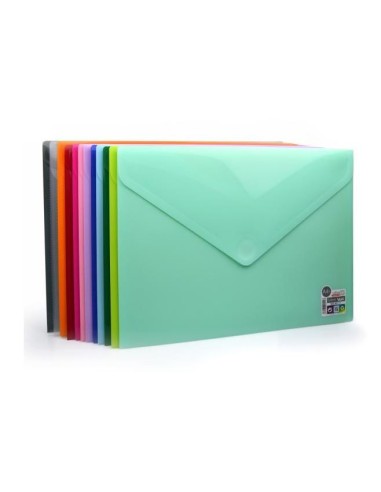 SOBRE PLASTICO A4 C/CIERRE VELCRO COLOR LINE  HFP 90111