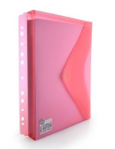 SOBRE PLASTICO A4+ ( 24X31 CM ) MULTITALADRO C/ CIERRE VELCRO Y FUELLE  ROJO HFP 35746 (10)