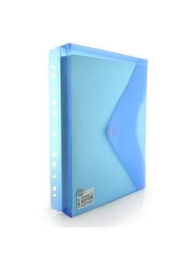 SOBRE PLASTICO A4+ ( 24X31 CM ) MULTITALADRO C/ CIERRE VELCRO Y FUELLE AZUL HFP 35726 (10)
