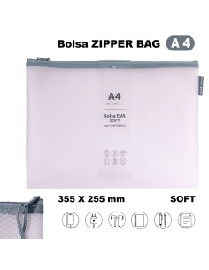 BOLSA ZIPPER CREMALLERA BAG A4 EVA MATE ROSA GRAFOPLAS 04873993