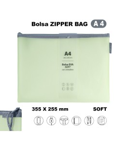 BOLSA ZIPPER CREMALLERA BAG A4 EVA MATE MINT GRAFOPLAS 04873992