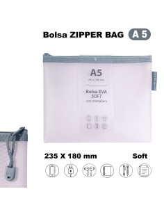 BOLSA ZIPPER CREMALLERA BAG A5 EVA MATE ROSA GRAFOPLAS 04874093