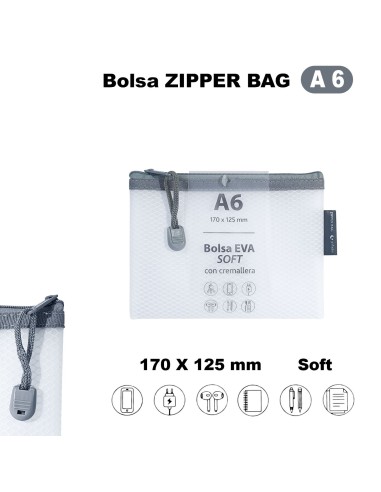 BOLSA ZIPPER CREMALLERA BAG A6 EVA MATE BLANCO GRAFOPLAS 04874170