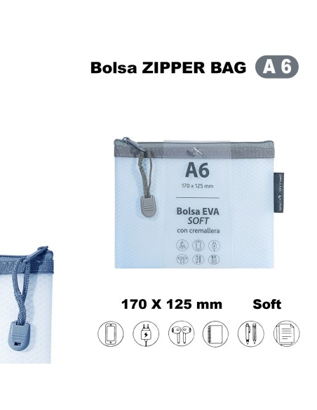 BOLSA ZIPPER CREMALLERA BAG A6 EVA MATE AZUL GRAFOPLAS 04874191