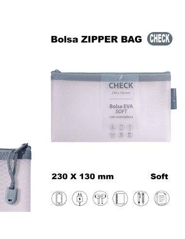 BOLSA ZIPPER CREMALLERA BAG CHECK EVA MATE ROSA GRAFOPLAS 04874293