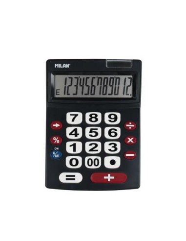 CALCULADORA 12 DIGITOS TECLAS GRANDES NEGRA MILAN REF 151712