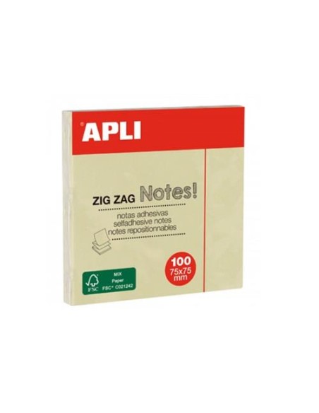 TACO DE NOTAS ADHESIVAS ZIG ZAG 75X75 MM APLI 12078 (12)