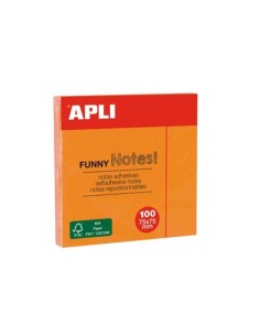NOTAS ADHESIVAS 76 X 76 NARANJA NEON BRILLANTE APLI 11900