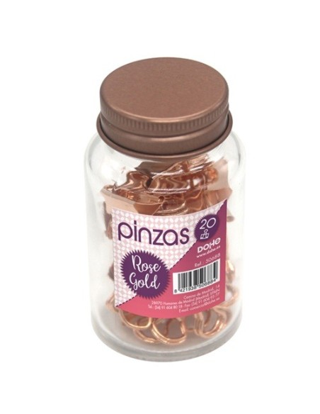 BOTE DE CRISTAL DE PINZAS DE 19MM CON 20 UDS. ROSA  DOHE 50688