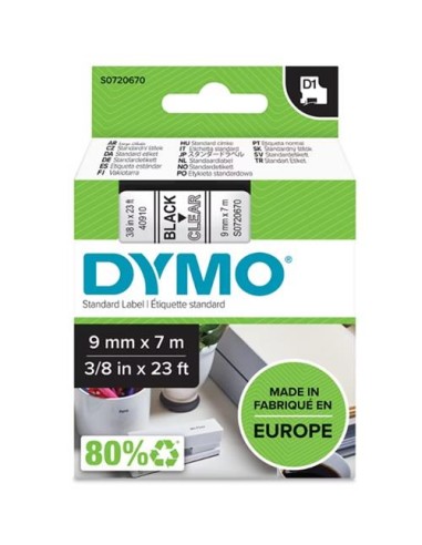 CINTA DYMO 9MMX7M NEGRO/TRANSPARENTE 40910 NEWELL S0720670