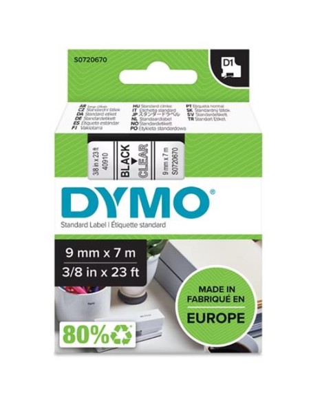 CINTA DYMO 9MMX7M NEGRO/TRANSPARENTE 40910 NEWELL S0720670