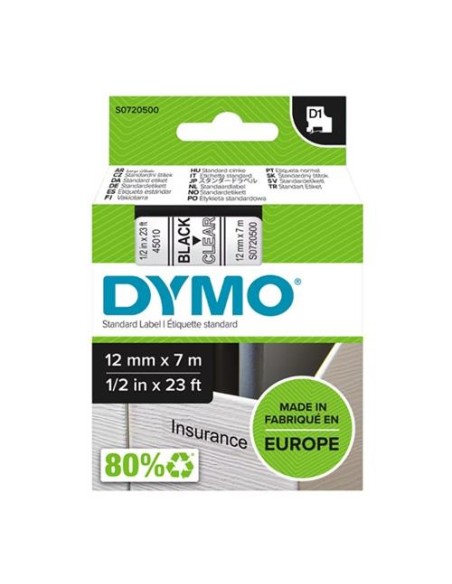 CINTA DYMO 12X7 NEGRO/TRANSPARENTE 45010 NEWELL S0720500