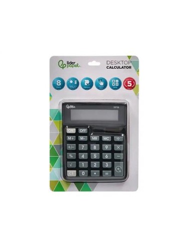 CALCULADORA LIDERPAPEL SOBREMESA XF16 8 DIGITOS SOLAR Y PILAS TECLAS COLOR NEGRO CSUR 163481