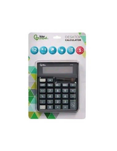 CALCULADORA LIDERPAPEL SOBREMESA XF26 12 DIGITOS SOLAR Y PILAS NEGRA CSUR 163491