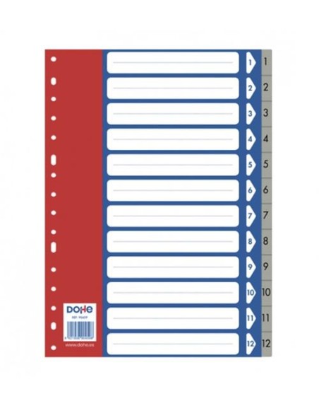 SEPARADOR NUMERICO DEL  1-12  PLASTICO A4  DOHE 90459