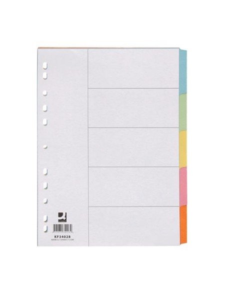 SEPARADOR 5 COLORES CARTULINA  A4 Q-CONNECT KF34028 CSUR 32584 (50)