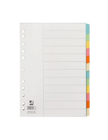 SEPARADOR 12 COLORES  CARTULINA A4 Q-CONNECT KF00188  CSUR 32589 (25)