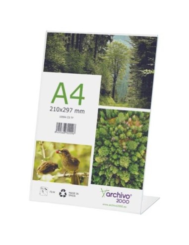 EXPOSITOR DE SOBREMESA A4 EN FORMA DE L VERTICAL A2000  DEFLECTO 47401CSTP/10904