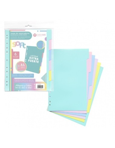 SEPARADORES POLIPROPILENO COLORES SOFT PASTEL EXTRA FUERTES 12  POSICIONES CARCHIVO 49061099