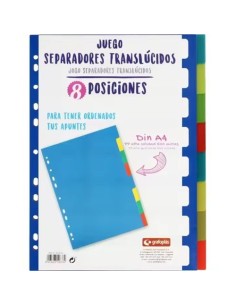 SEPARADOR 8 COLORES TRANSLUCIDOS  P.P. 500 MICRAS A4 GRAFOPLAS 41260500 (15)