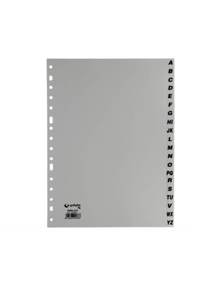 SEPARADOR ABECEDARIO XS 16 TALADROS A4 POLIPROPILENO GRIS GRAFOPLAS 44408071
