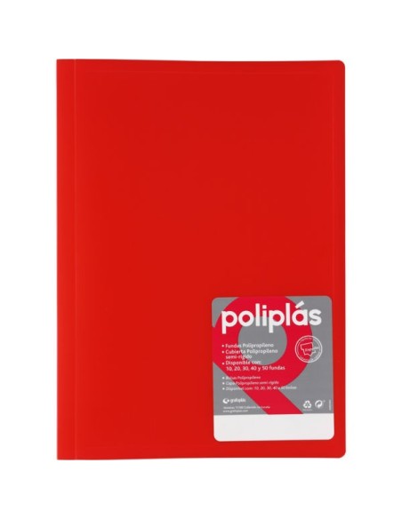 CARPETA 10 FUNDAS A4 GENIUS/POLIPLAS ROJA GRAFOPLAS 01311251 (12)