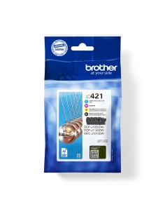 BROTHER Pack de 4 cartuchos de tinta negro, cian, magenta y amarillo LC421VAL para DCP-J1050DW / DCP