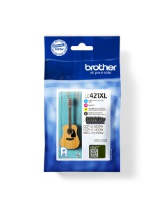 BROTHER Pack de 4 cartuchos de tinta negro, cian, magenta y amarillo LC421XLVAL para DCP-J1050DW / D