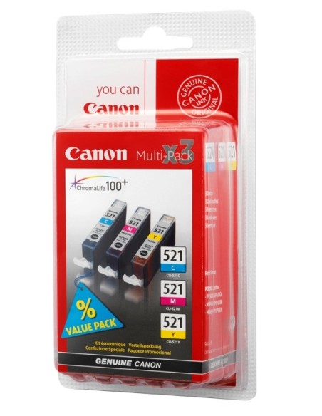 Canon CARTUCHO RAINBOW PACK CLI-521/C/M/Y Pixma MP 620/630/980 IP/4600
