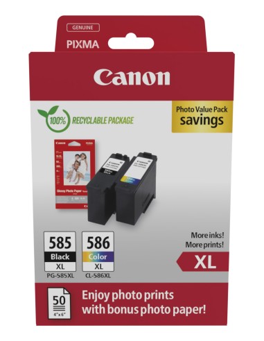 CANON Cartucho PG585XL/CL586XL Photo Value Pack + 50h 10x15cm photo paper GP501 ECOPACK carton
