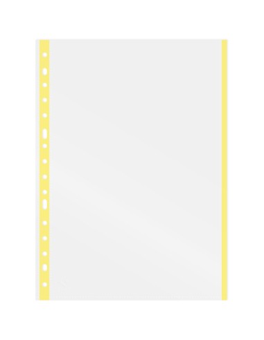 FUNDA MULTITALADRO FOLIO CON BORDE AMARILLO  GRAFOPLAS 05510060 POR UNIDAD (100)