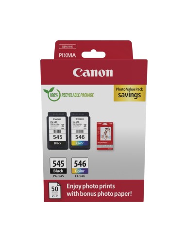 CANON Pack 2 PG545/CL546 Photo Value Pack ECO + 50h papel photo carton