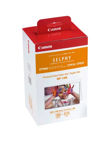 CANON kit de casete con cinta de impresion y papel RP-108 para ELPHY CP1000, CP1200, CP910
