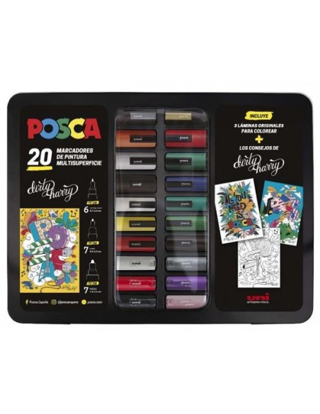 MALETIN POSCA METALICA 20 UDS. SURTIDAS UNIBALL 182634820