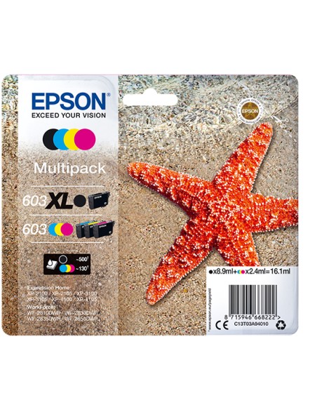 EPSON tinta MultiPack Std/XL Estrella de mar 4 tintas 603 XL negro/Std. CMY No Tag Multi