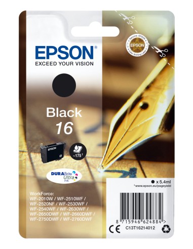 Epson DURABrite Ultra Ink Cartucho Negro 16 (Blister+ Alarma acustico/Radiofrecuencia)