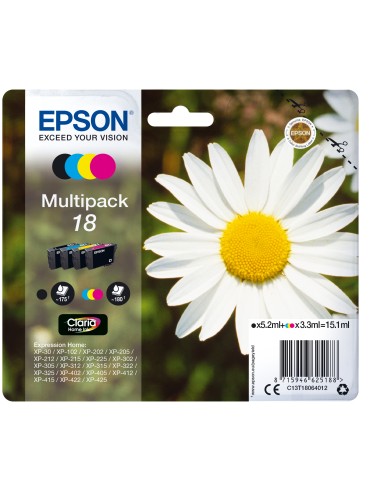 Epson Expression Home XP-102/205/305/405 MultiPack 4 Cartuchos (K,C,M,Y)nº18