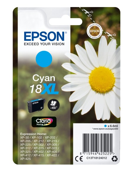 Epson Expression Home XP-102/205/215/305/405 Cartucho Cian Alta Capacidad 18XL
