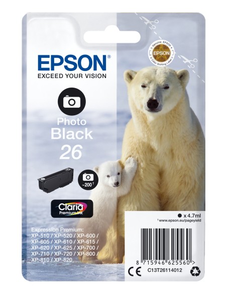 Epson Claria Premium Cartucho foto Negro 26