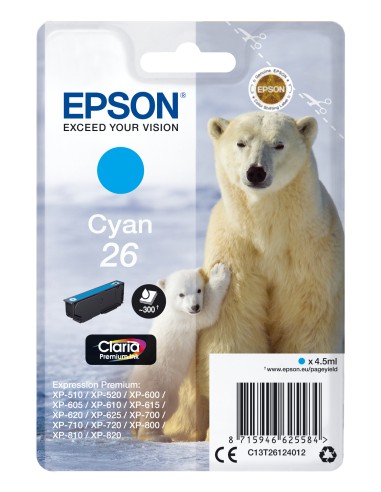 Epson Claria Premium Cartucho cian 26 (Blister + Alarma acustico/Radiofrecuencia)
