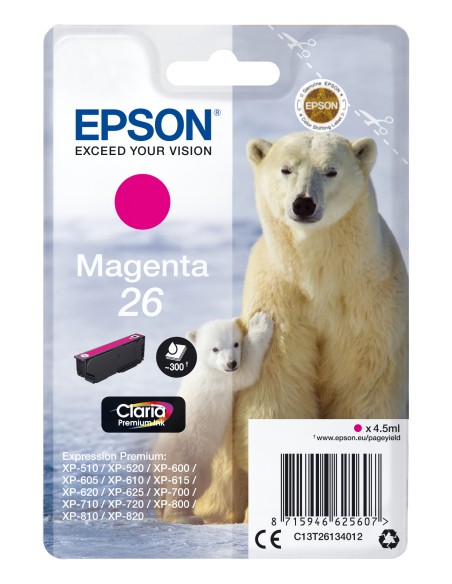 Epson Claria Premium Cartucho Magenta 26 (Blister + Alarma acustico/Radiofrecuencia)